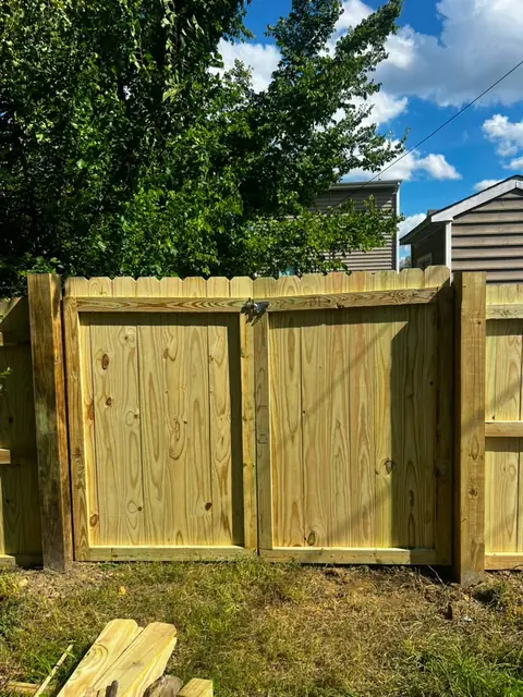 New wood privacy fence and gate