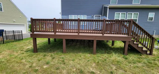 Wood deck with railings