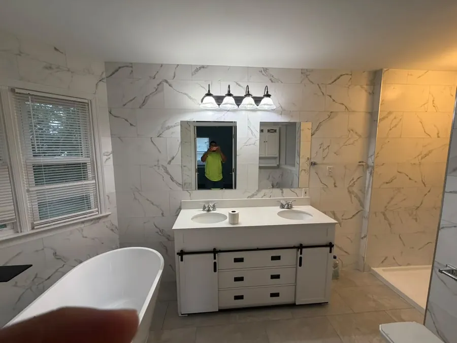 Bathroom remodel with freestanding tub